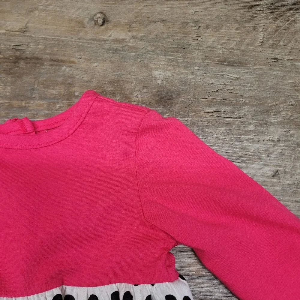 Ricrac and Ruffles Dress Girls 3-6M Pink Long Sleeve Christmas Lights‎ Tiered